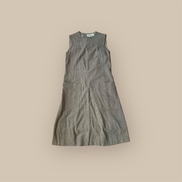 Vintage 60/70s Rizkallah for Malcom Starr sleeveless wool midi dress size 8 - Picture 1 of 8